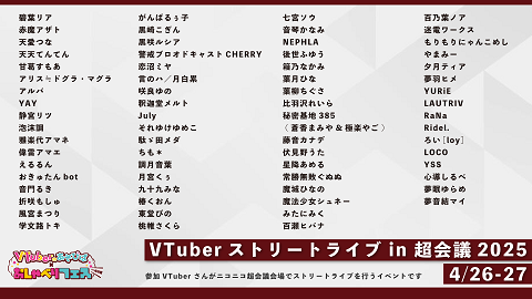  VTuberストリートライブ_出演者