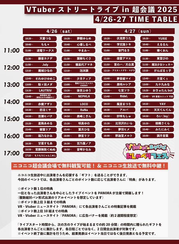 VTuberストリートライブ出演者と企画説明