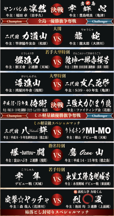 闘牛 徳之島】第43回全島一＆ミニ軽量級優勝旗争奪戦 天城町大会 わい