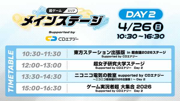 超ゲームエリア メインステージ Supported by CDエナジー Day2