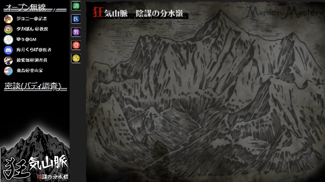 マダミス 狂気山脈 陰謀の分水嶺 Gm視点 21 05 22 土 21 19開始 ニコニコ生放送